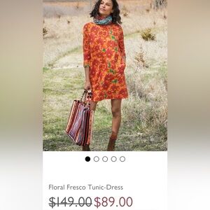 Peruvian Connection Floral Fresco Tunic-Dress - New Never Worn